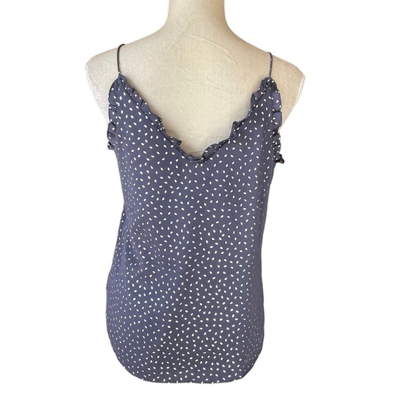 Express Ruffle Trim Cami Top Women’s Size S Blue Silver Print Lined Lightweight - Picture 4 of 8